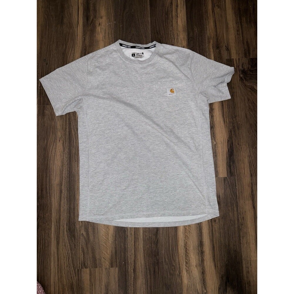 Carhartt Pocket T shirt Mens M Loose Fit Gray Short Sleeves Logo Tee